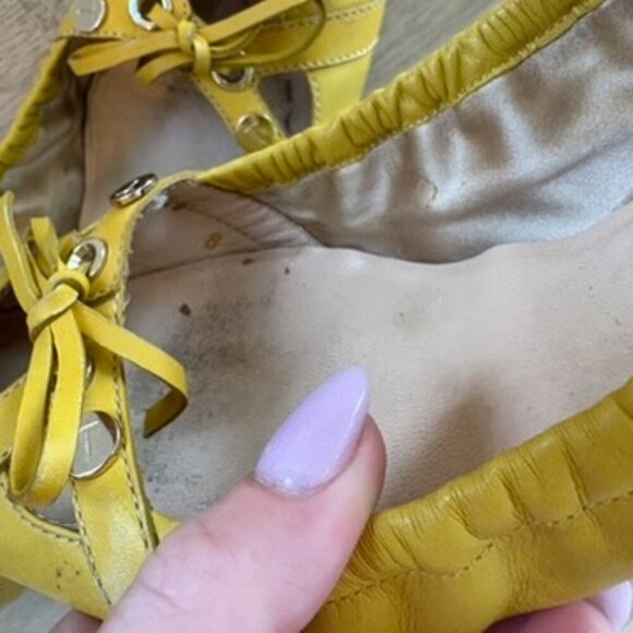 TODS Foldable Yellow Leather Ballet Flats 38/ 8 - Picture 9 of 9